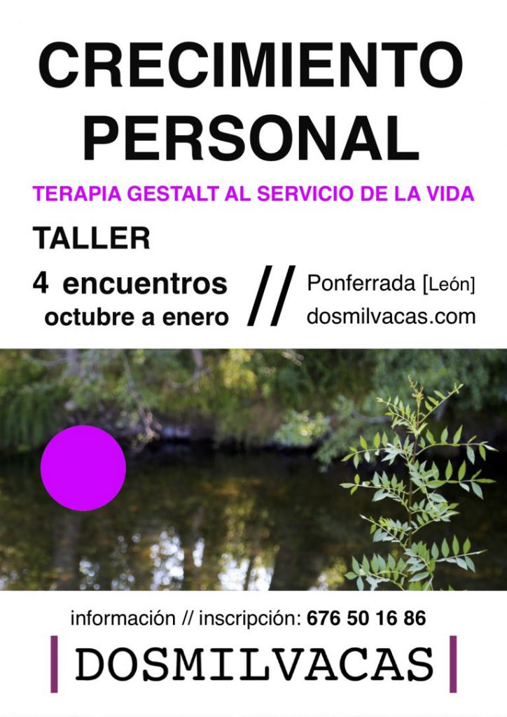 cartel sobre taller de CRECIMIENTO PERSONAL en Dosmilvacas